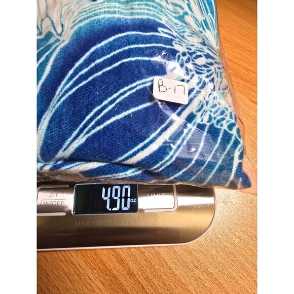 Chico's Womens sz 1 blue white floral short sleeve round neck shirt Cotton knot - Picture 7 of 10